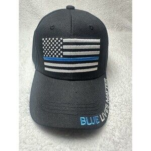 Blue Lives Matter Base Ball  Cap Hat With Blue Line Flag Adjustable Strap